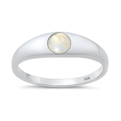 Sterling Silver Polished Moonstone Ring