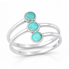 Load image into Gallery viewer, Sterling Silver Oxidized And Polished Round Turquoise Ring