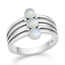 Load image into Gallery viewer, Sterling Silver Oxidized And Polished Moonstone Stone Ring