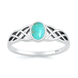 Sterling Silver Oxidized And Polished Celtic Genuine Turquoise Stone Ring