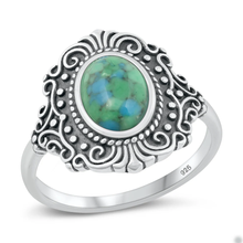 Load image into Gallery viewer, Sterling Silver Oxidized 18.7mm Genuine Turquoise Stone Ring
