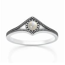 Load image into Gallery viewer, Sterling Silver Oxidized And Polished Moonstone Ring