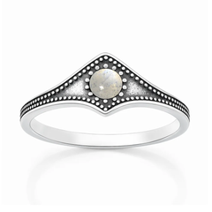 Sterling Silver Oxidized And Polished Moonstone Ring