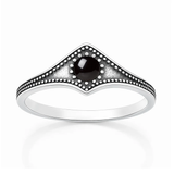 Sterling Silver Oxidized And Polished Black Onyx Stone Ring