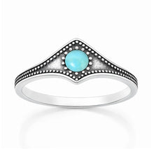 Load image into Gallery viewer, Sterling Silver Oxidized And Polished 8.5mm Turquoise Ring