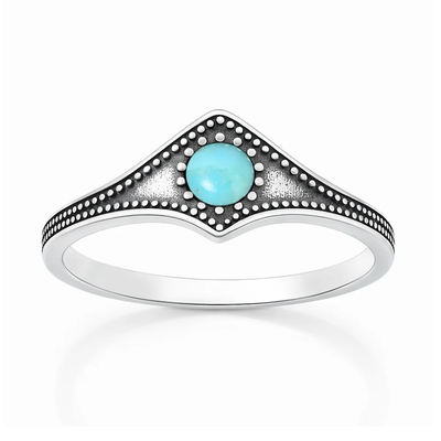 Sterling Silver Oxidized And Polished Turquoise Stone Ring