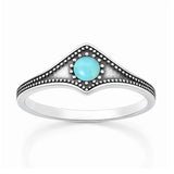 Sterling Silver Oxidized And Polished 8.5mm Turquoise Ring