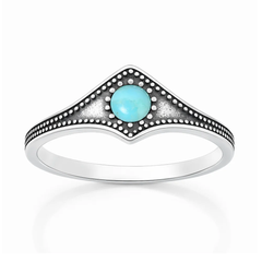 Sterling Silver Oxidized And Polished Turquoise Stone Ring