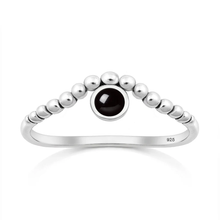 Load image into Gallery viewer, Sterling Silver Oxidized And Polished Bead Design Black Onyx Stone Ring