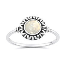 Load image into Gallery viewer, Sterling Silver Oxidized And Polished Bali Leaves Turquoise Stone Ring