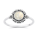 Sterling Silver Oxidized And Polished Bead Design Turquoise Stone Ring