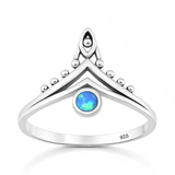 Sterling Silver Oxidized And Polished Celtic Tree Blue Lab Opal Ring