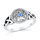 Sterling Silver Oxidized And Polished Celtric Tree Blue Lab Opal Ring
