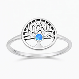 Sterling Silver Oxidized And Polished Tree Of Life Blue Lab Opal Ring