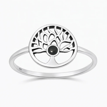 Load image into Gallery viewer, Sterling Silver Oxidized And Polished Bali Style Turquoise Stone Ring