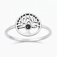Sterling Silver Oxidized And Polished Bali Style Turquoise Stone Ring