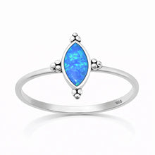 Load image into Gallery viewer, Sterling Silver Oxidized And Polished Blue Lab Opal Bali Ring