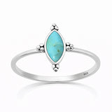 Sterling Silver Oxidized And Polished Turquoise Bali Ring