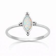 Load image into Gallery viewer, Sterling Silver Oxidized And Polished White Lab Opal Bali Ring