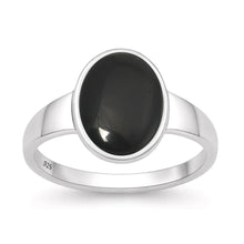 Load image into Gallery viewer, Sterling Silver Oxidized And Polished Black Onyx Stone Oval Ring
