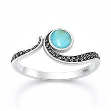 Load image into Gallery viewer, Sterling Silver Oxidized And Polished Tentacles Turquoise Stone Ring