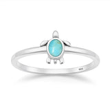 Sterling Silver Oxidized And Polished Turtle Turquoise Stone Ring
