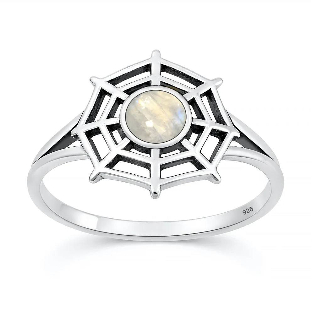 Sterling Silver Oxidized And Polished Spider Black Onyx Stone Ring