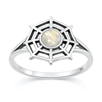 Sterling Silver Oxidized And Polished Spider Black Onyx Stone Ring