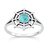 Sterling Silver Oxidized And Polished Spiderweb Turquoise Stone Ring