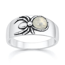 Load image into Gallery viewer, Sterling Silver Oxidized And Polished Spider Larimar Stone Ring