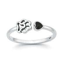 Load image into Gallery viewer, Sterling Silver Oxidized And Polished Paw Print Black Onyx Ring