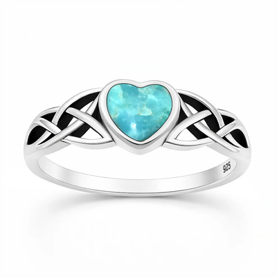 Sterling Silver Oxidized And Polished Cross Turquoise Stone Ring