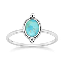 Load image into Gallery viewer, Sterling Silver Oxidized And Polished Bali Style Turquoise Ring