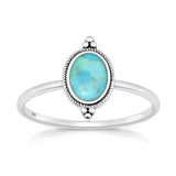 Sterling Silver Oxidized And Polished Bali Style Turquoise Ring