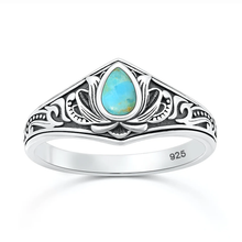 Load image into Gallery viewer, Sterling Silver Oxidized And Polished Tree Of Life Black Onyx Stone Ring