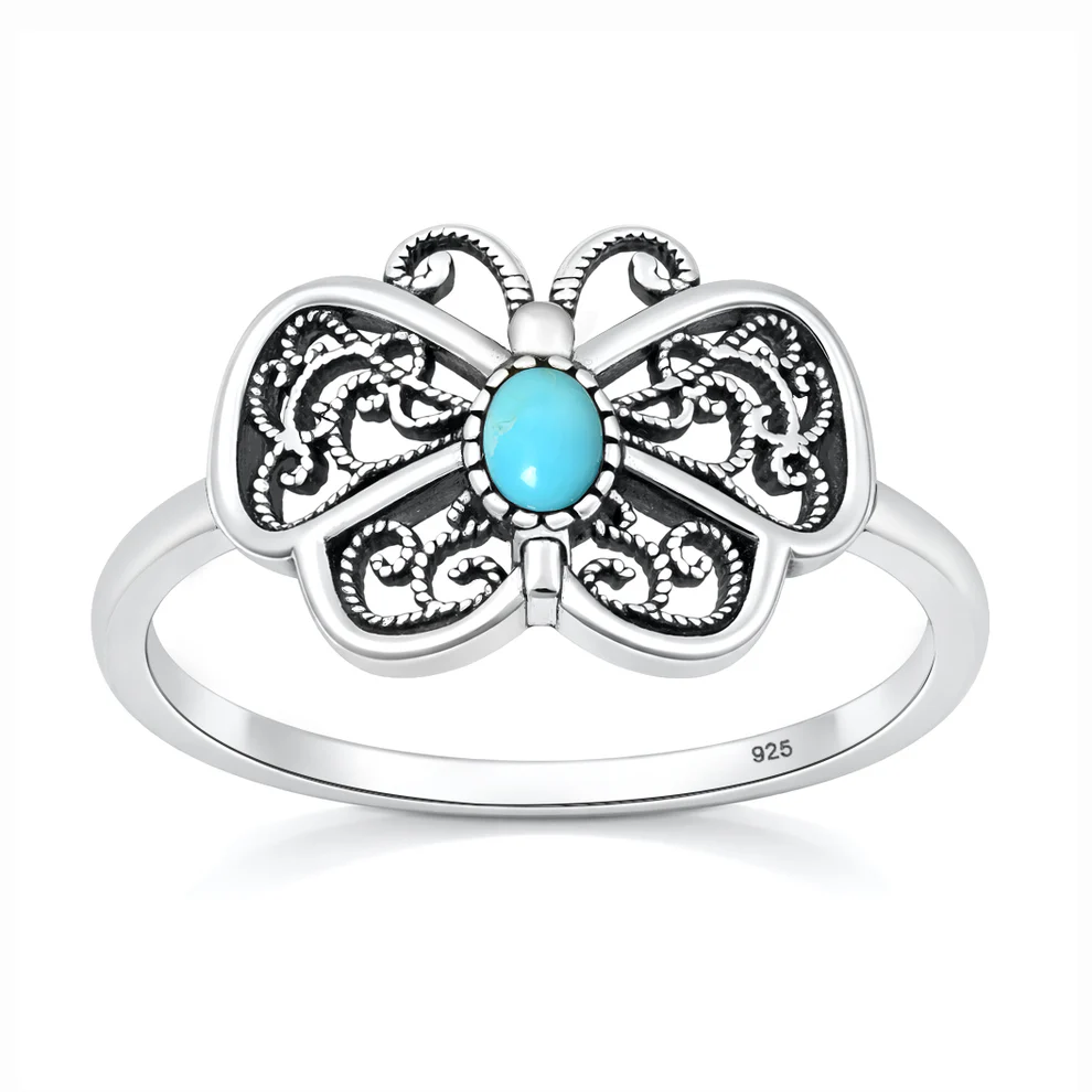 Sterling Silver Oxidized And Polished Tree Of Life Black Onyx Stone Ring