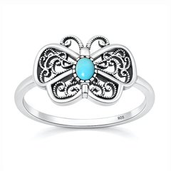 Sterling Silver Oxidized And Polished Tree Of Life Black Onyx Stone Ring