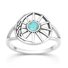 Load image into Gallery viewer, Sterling Silver Oxidized And Rhodium Spider Turquoise Stone Ring