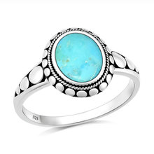 Load image into Gallery viewer, Sterling Silver Oxidized Turquoise Stone Ring