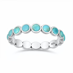 Sterling Silver Rhodium Plated Turquoise Stone Ring