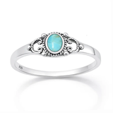 Sterling Silver Oxidized And Polished Filigree Turquoise Stone Ring
