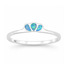Load image into Gallery viewer, Sterling Silver Polished Triple Tear Drop Blue Lab Opal Ring