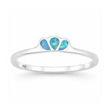 Sterling Silver Polished Triple Tear Drop Blue Lab Opal Ring