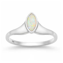 Load image into Gallery viewer, Sterling Silver Oxidized And Polished Marquise White Lab Opal Ring