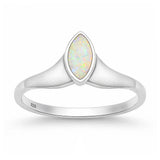 Sterling Silver Oxidized And Polished Marquise White Lab Opal Ring