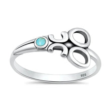 Load image into Gallery viewer, Sterling Silver Oxidized And Polished Scissors Turquoise Ring