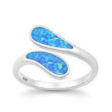 Load image into Gallery viewer, Sterling Silver Oxidized And Polished Wrap Blue Lab Opal Ring