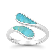 Load image into Gallery viewer, Sterling Silver Oxidized And Polished Wrap Turquoise STone Ring