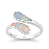 Sterling Silver Oxidized And Polished Wrap White Lab Opal Ring