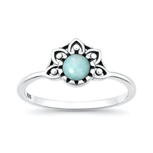 Load image into Gallery viewer, Sterling Silver Oxidized And Polished Henna Larimar Stone Ring